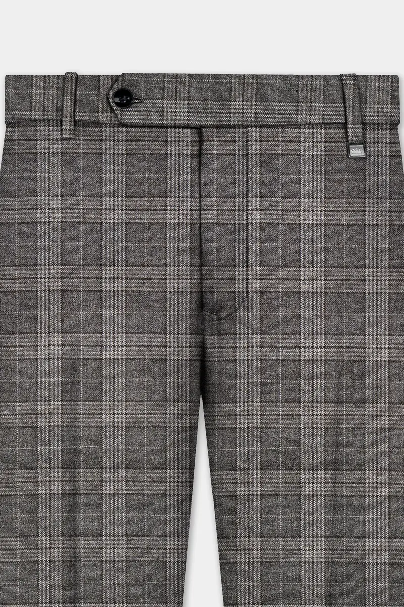 Iridium Gray Plaid Tweed Stretchable Waistband Pant 4