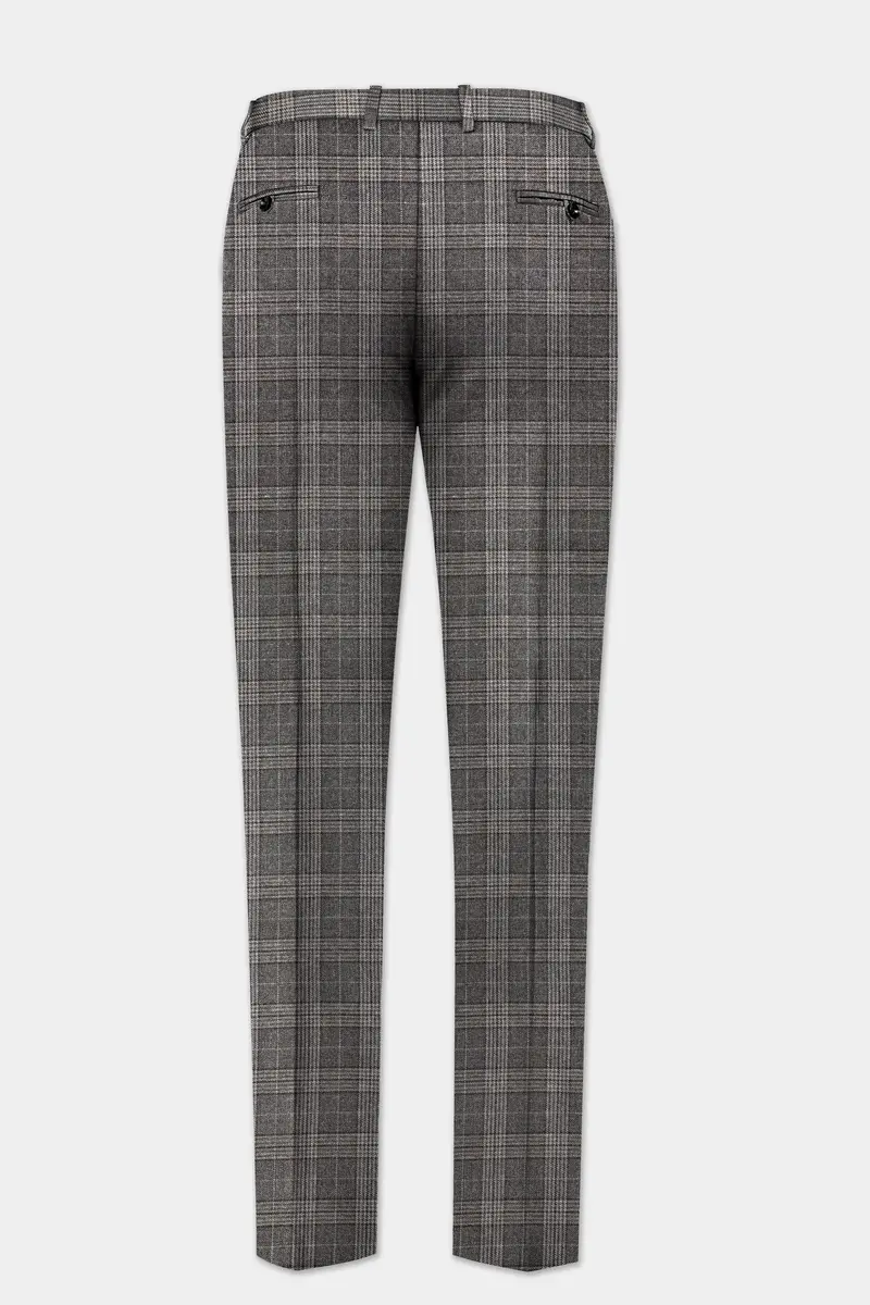 Iridium Gray Plaid Tweed Stretchable Waistband Pant 5