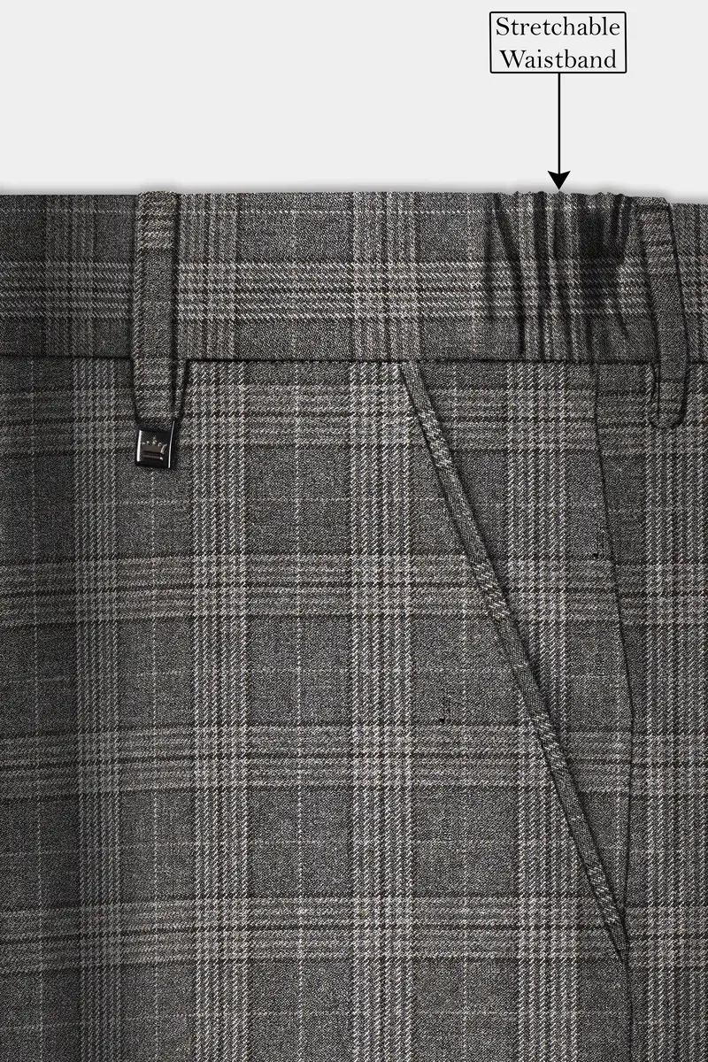 Iridium Gray Plaid Tweed Stretchable Waistband Pant 6