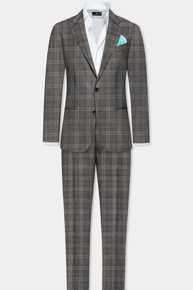 Iridium Gray Plaid Tweed Stretchable Waistband Pant 7