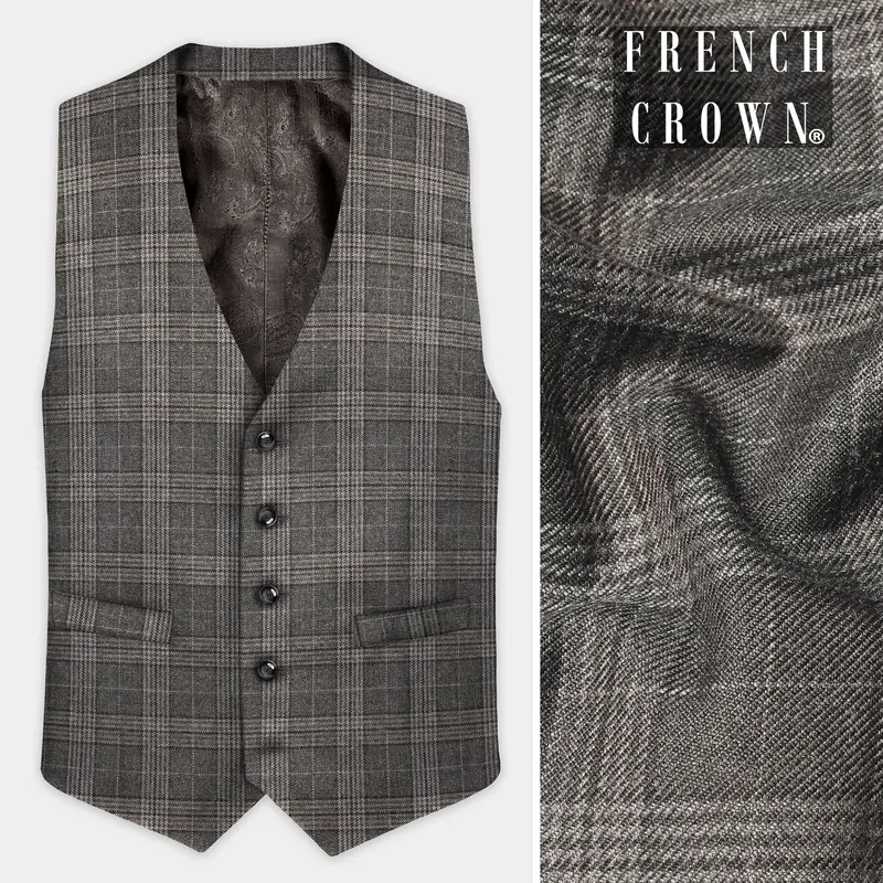 Iridium Gray Plaid Tweed Waistcoat 1