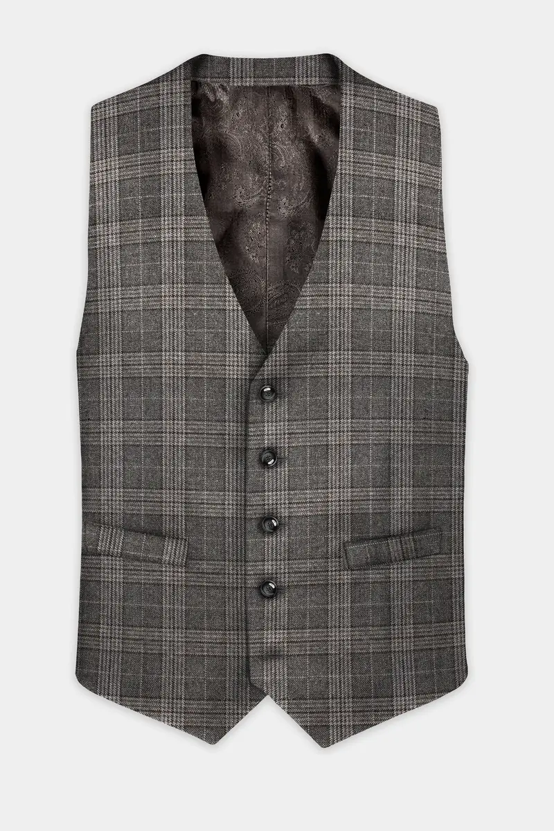 Iridium Gray Plaid Tweed Waistcoat 2
