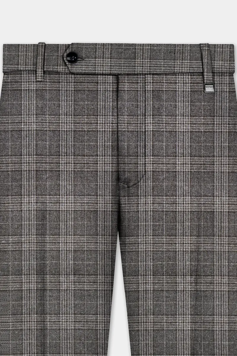 Iridium Gray Plaid Tweed Wool Blend Single Breasted Suit 12