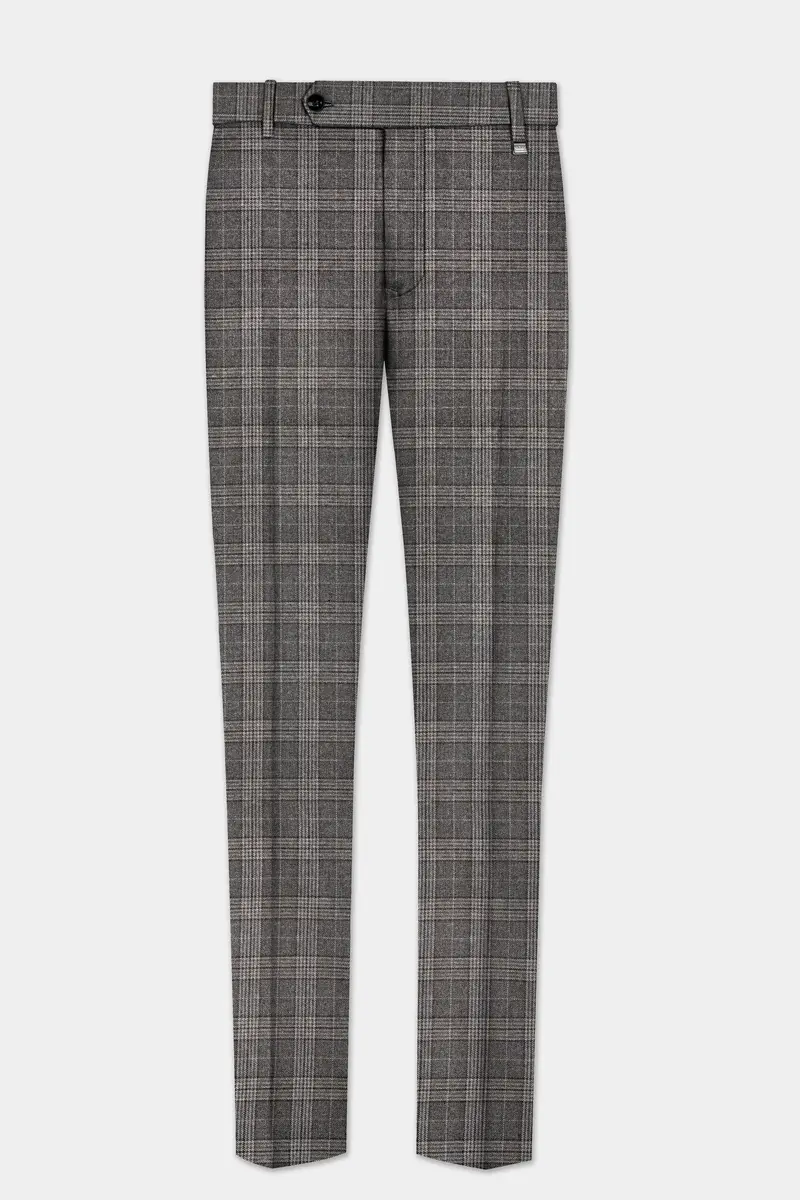 Iridium Gray Plaid Tweed Wool Blend Single Breasted Suit 13