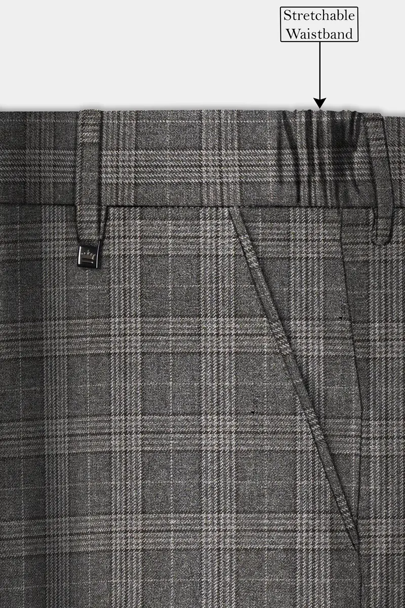 Iridium Gray Plaid Tweed Wool Blend Single Breasted Suit 15