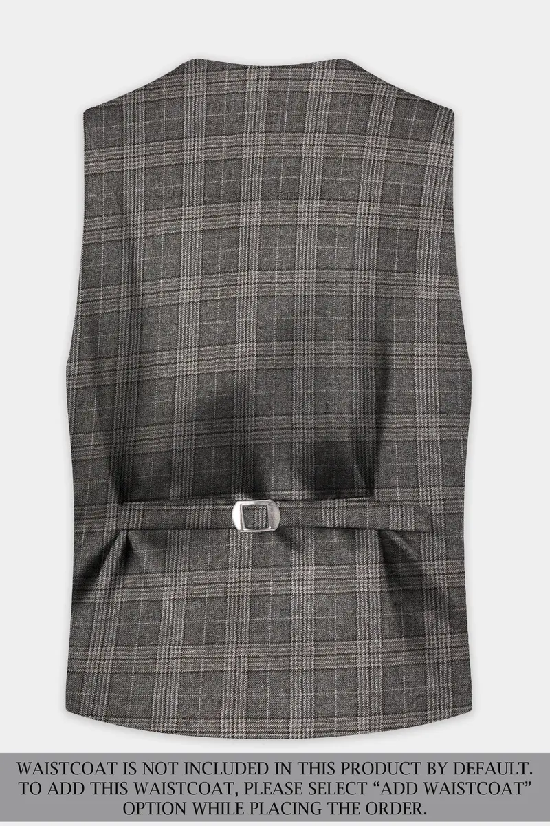 Iridium Gray Plaid Tweed Wool Blend Single Breasted Suit 17