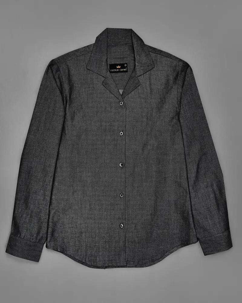 Iridium Gray Premium Cotton Denim Shirt 2