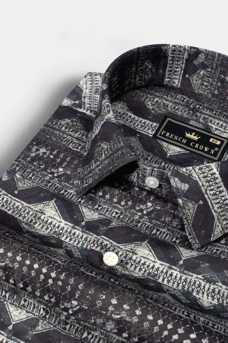 Iridium Gray Printed Super Soft Premium Cotton Shirt 1