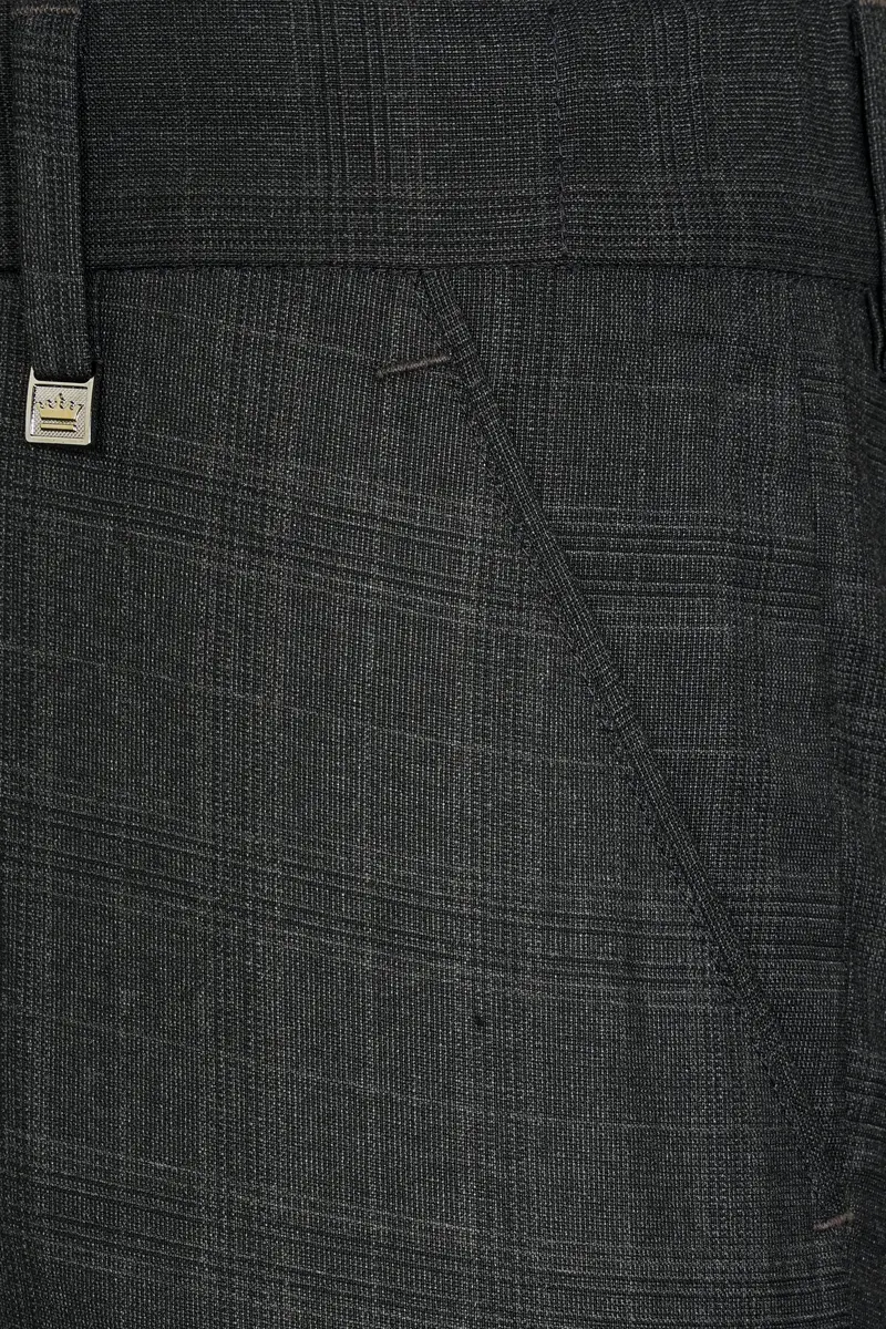 Iridium Gray Subtle Checkered Wool Rich Cross Placket Bandhgala Suit 14
