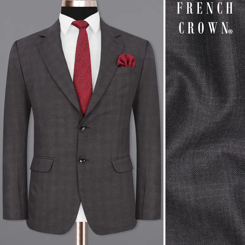 Iridium Gray Subtle Plaid Single Breasted Blazer 1