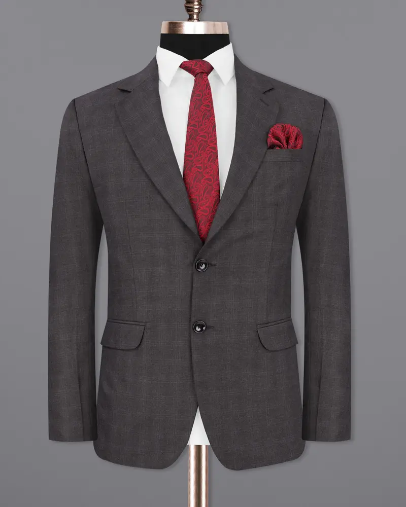 Iridium Gray Subtle Plaid Single Breasted Blazer 8