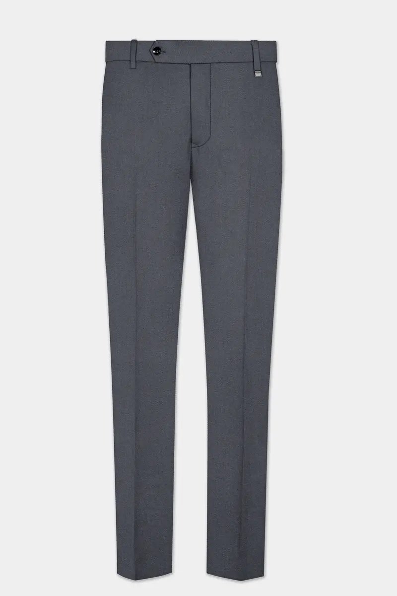 Iridium Gray Textured Cotton Stretchable Waistband Pant 2