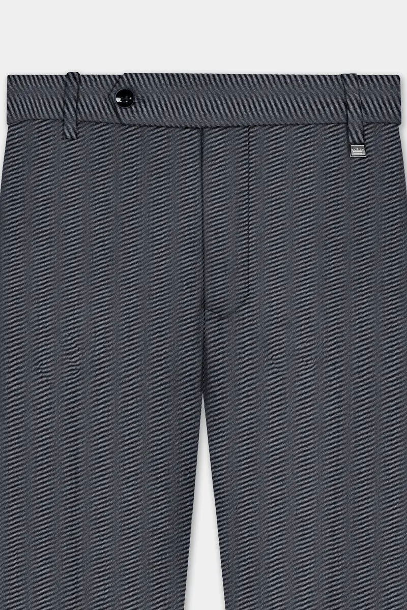 Iridium Gray Textured Cotton Stretchable Waistband Pant 4
