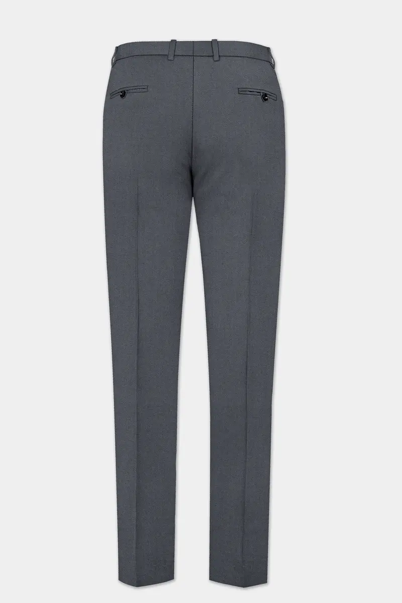 Iridium Gray Textured Cotton Stretchable Waistband Pant 5