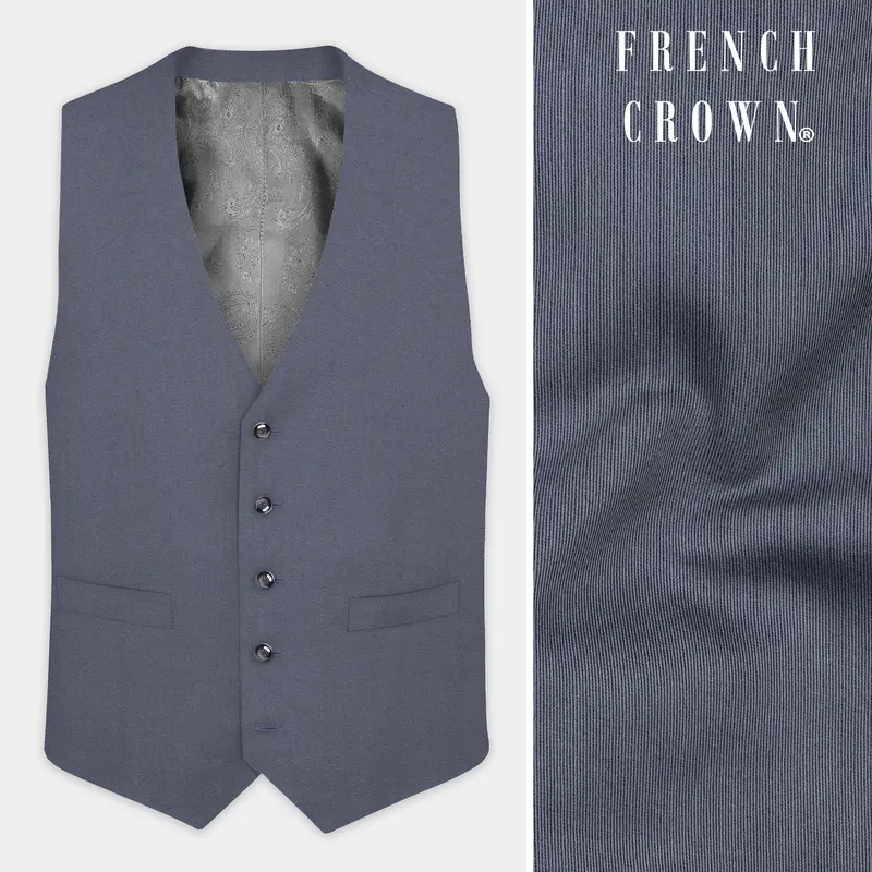 Iridium Gray Textured Cotton Waistcoat 1