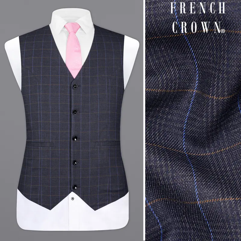 Iridium Gray Windowpane Waistcoat 1
