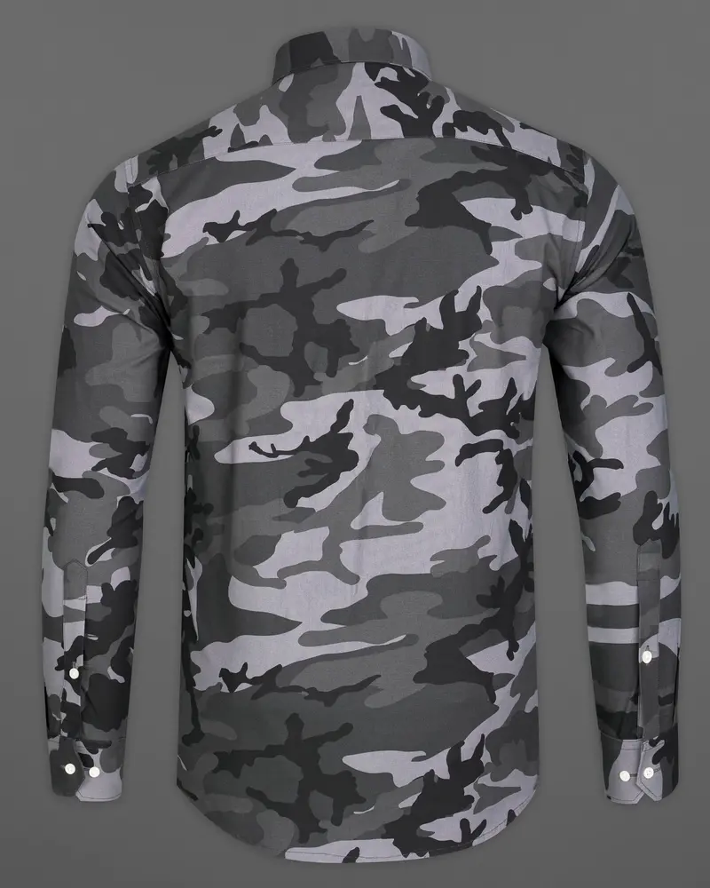 Iridium Gray With Jade Black Camouflage Royal Oxford Designer Shirt 7
