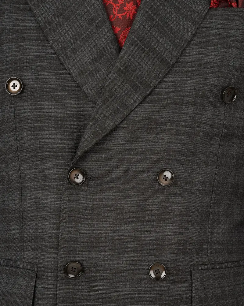 Iridium Grey Subtle Plaid Double Breasted Blazer 4