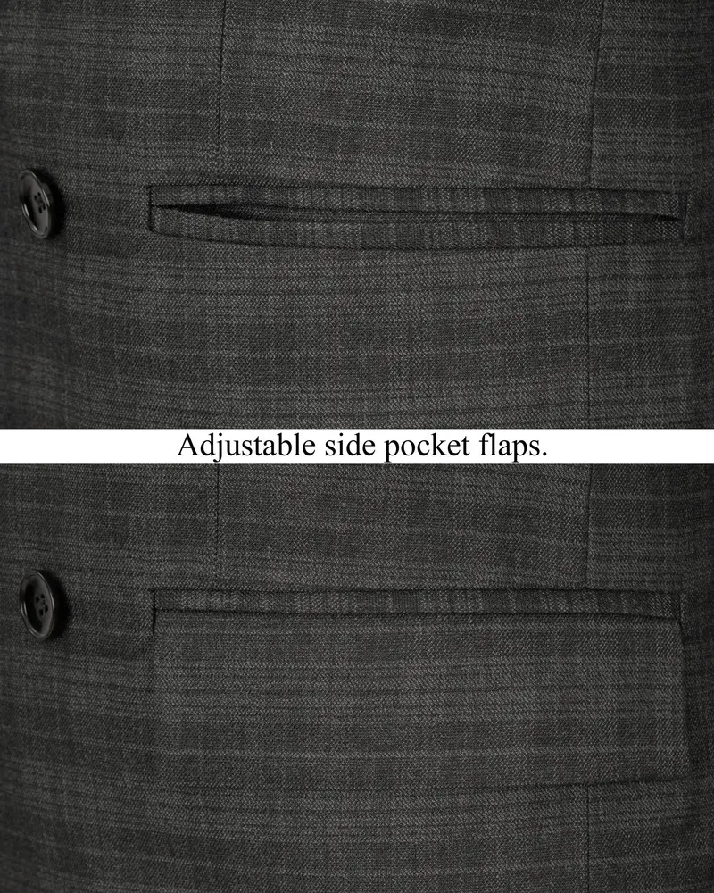 Iridium Grey Subtle Plaid Double Breasted Blazer 5