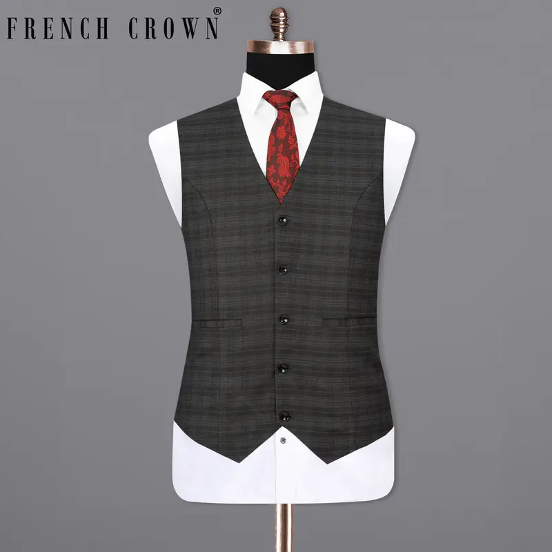 Iridium Grey Subtle Plaid Waistcoat 7
