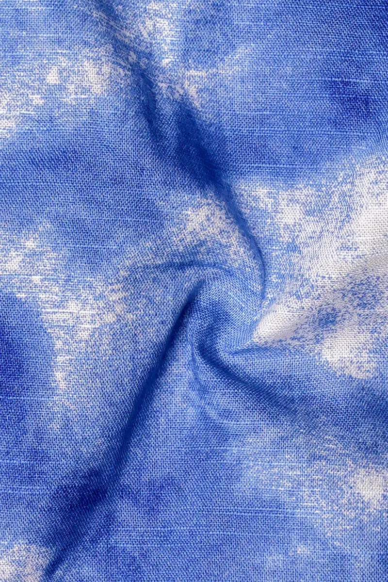Iris Blue And Bright White Tie-Dye Printed Luxurious Linen Boxer 3