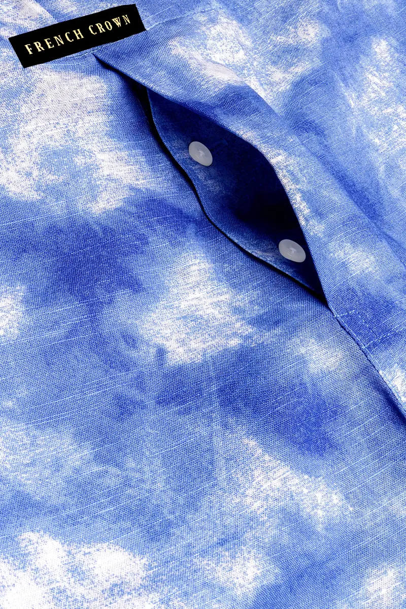 Iris Blue And Bright White Tie-Dye Printed Luxurious Linen Boxer 4