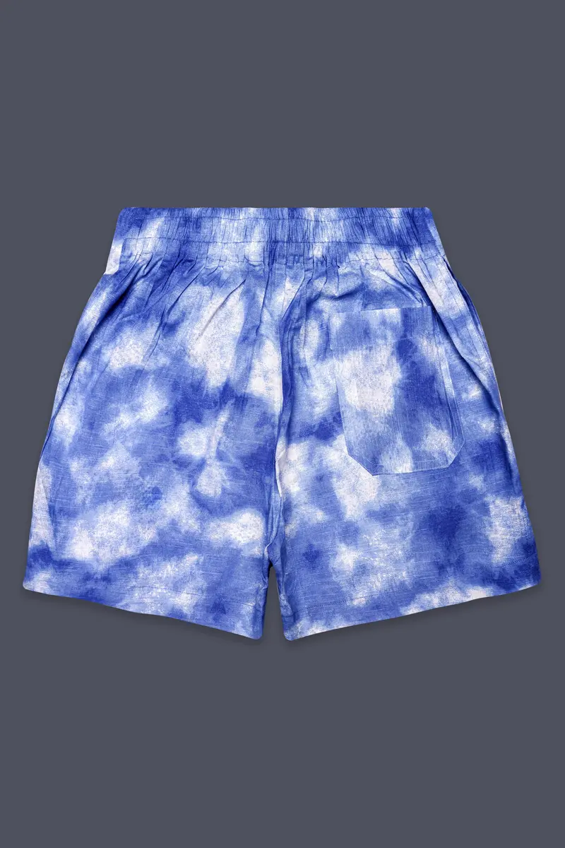 Iris Blue And Bright White Tie-Dye Printed Luxurious Linen Boxer 6