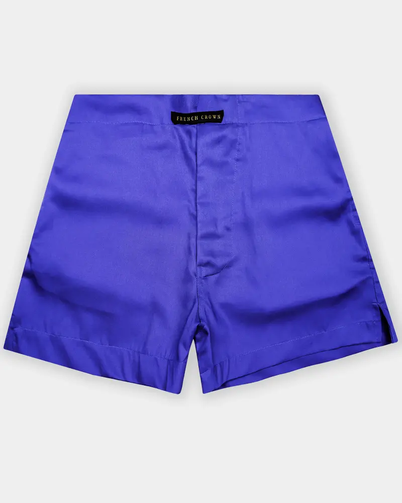 Iris Blue Plain Solid Twill Premium Cotton Boxer 1