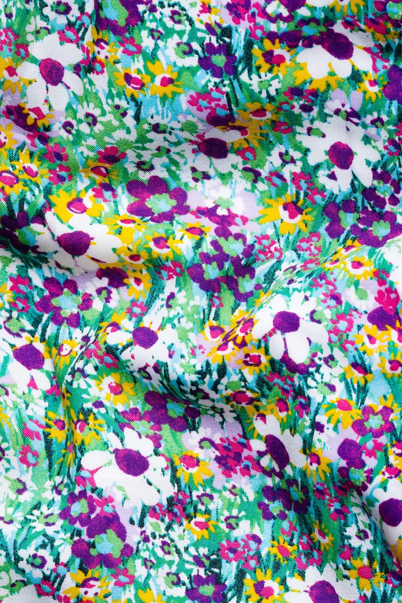 Iris Purple And White Multicolour Ditsy Printed Premium Tencel Shorts 3