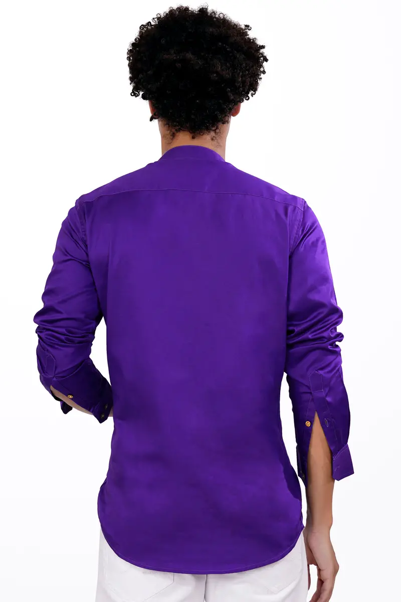 Iris Purple With Golden Hand Painted Super Soft Premium Cotton Designer Kurta Shirt 8