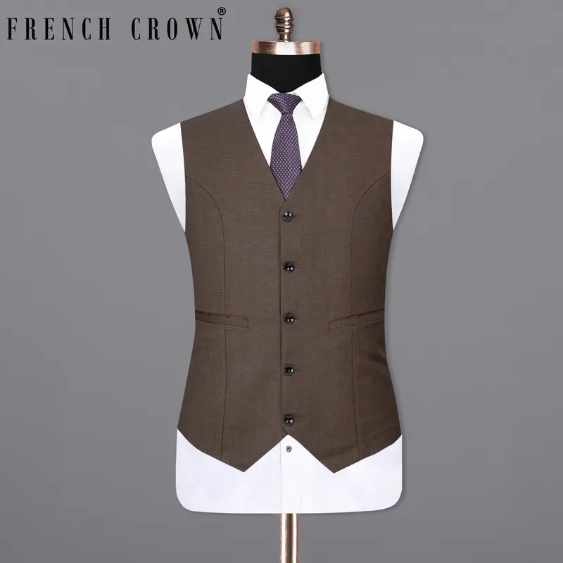 Irish Coffee Brown Plaid Waistcoat 1