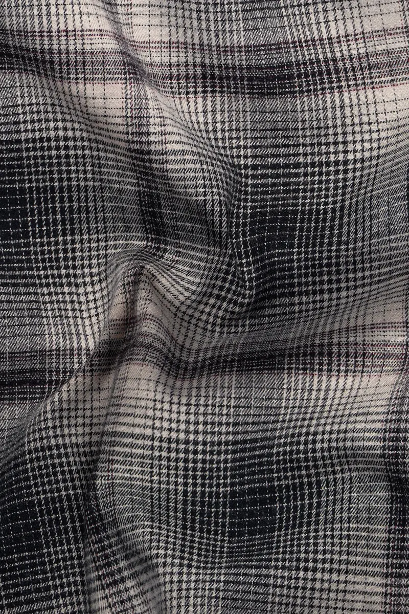 Iron Cream And Jade Black Plaid Twill Premium Cotton Designer Shirt 3