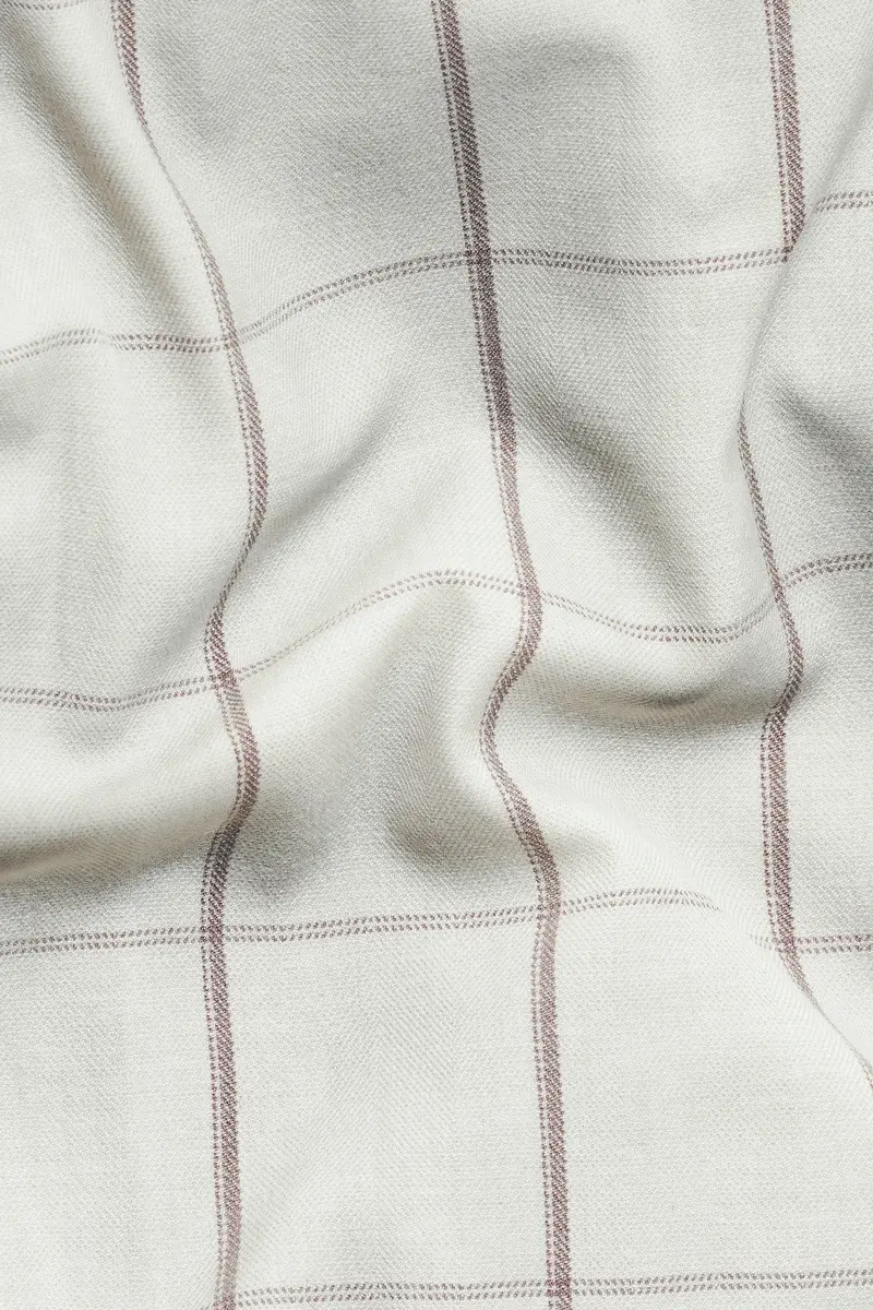 Iron Cream Windowpane Wool Rich Double Breasted Blazer 3