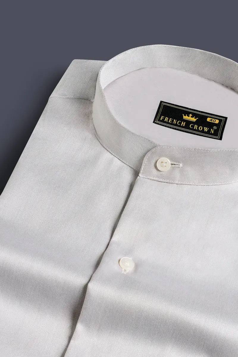 Iron Gray Chambray Mandarin Collar Shirt 1