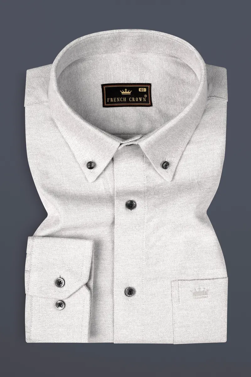 Iron Gray Solid Flannel Premium Cotton Shirt 3