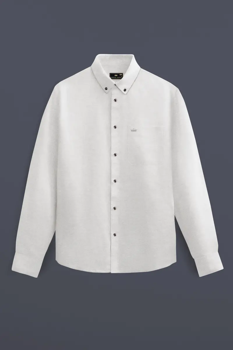 Iron Gray Solid Flannel Premium Cotton Shirt 4
