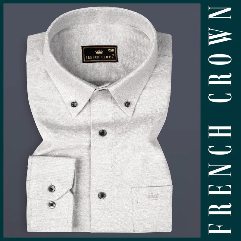 Iron Gray Solid Flannel Premium Cotton Shirt 6