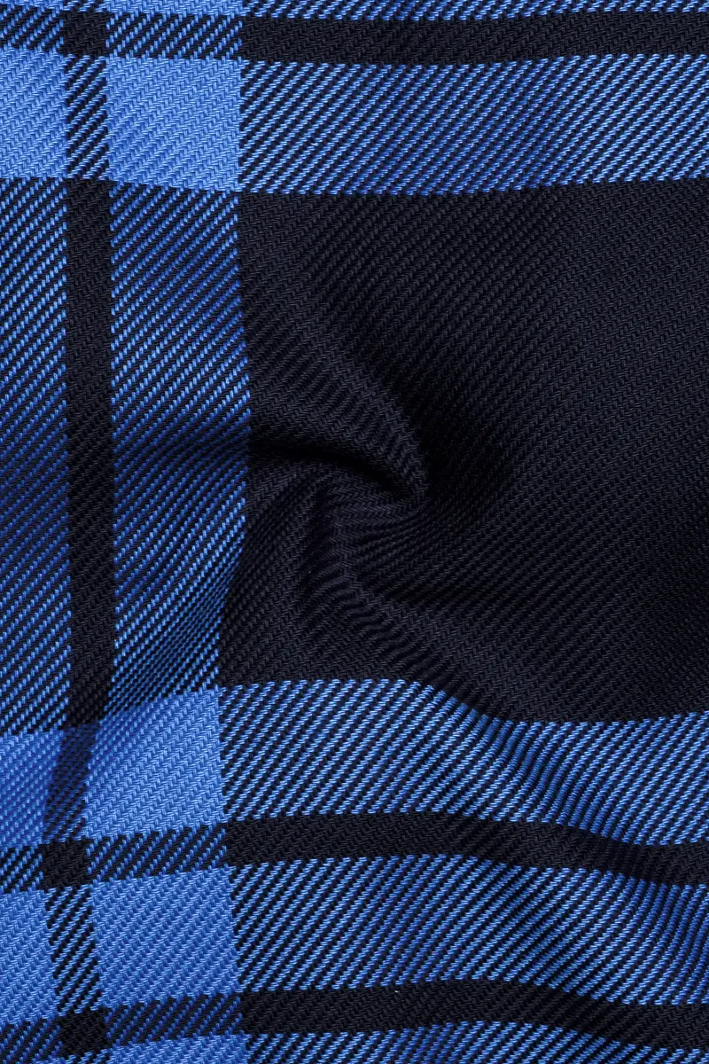 Ironoro-Glaucous Blue And Thunder Plaid Twill Heavyweight Designer Ovesrhirt/Shacket 3