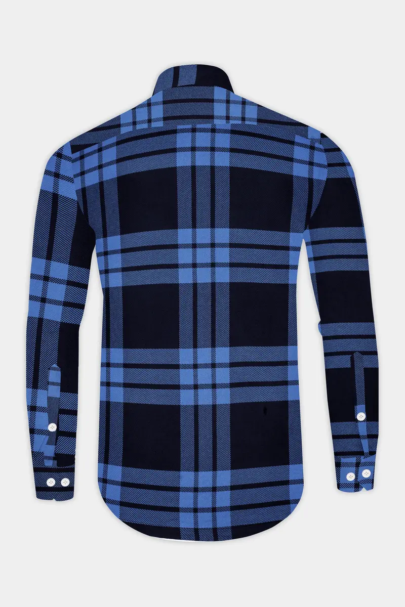 Ironoro-Glaucous Blue And Thunder Plaid Twill Heavyweight Designer Ovesrhirt/Shacket 7