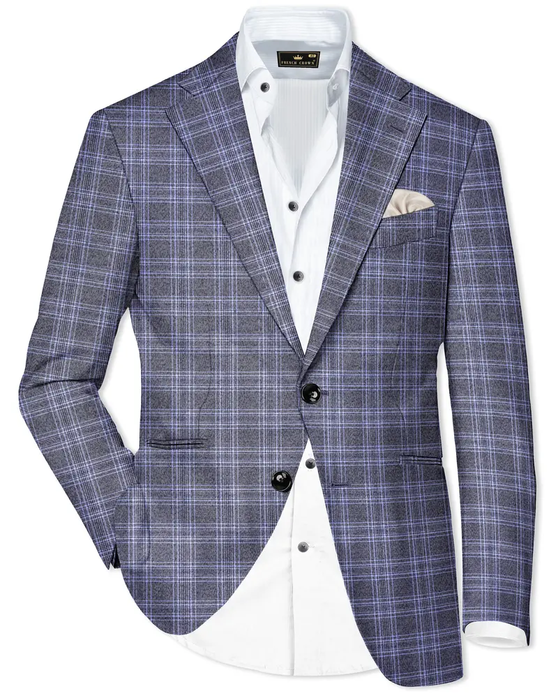 Ironside And Casper Gray Plaid Wool Rich Single Breasted Blazer 1
