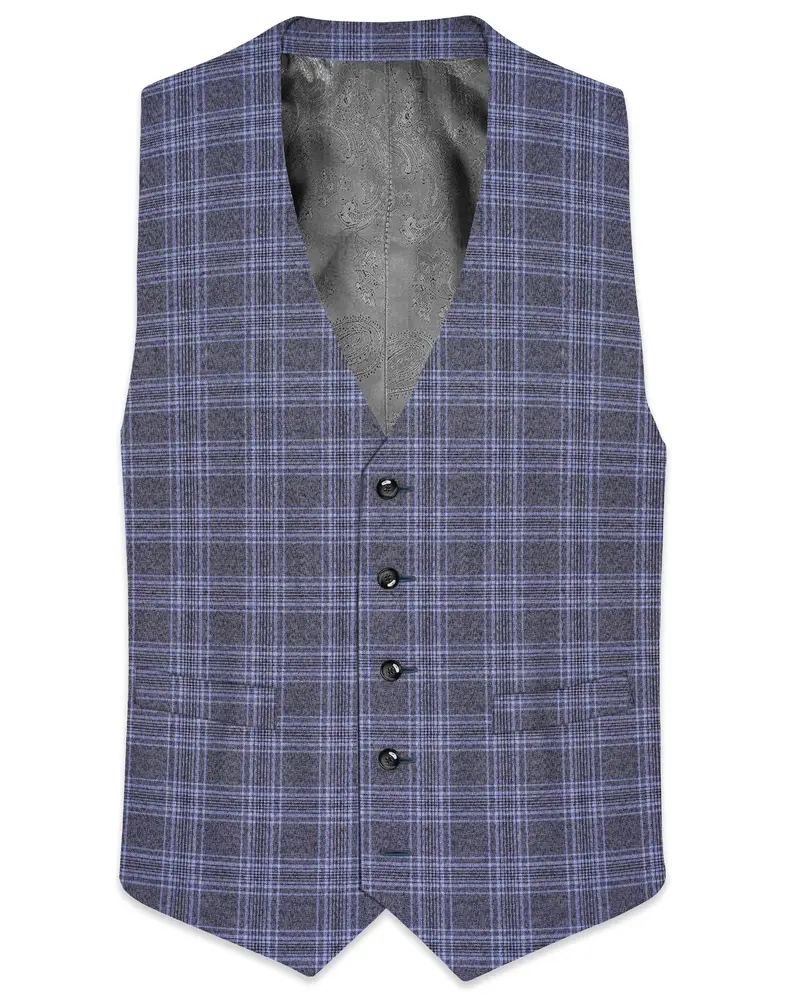 Ironside And Casper Gray Plaid Wool Rich Waistcoat 1