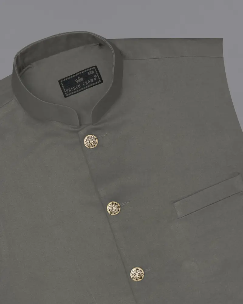 Ironside Gray Stretchable Cross Placket Bandhgala Premium Cotton Traveler Suit 18
