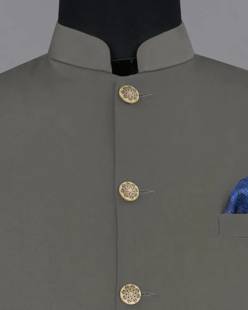 Ironside Gray Stretchable Cross Placket Bandhgala Premium Cotton Traveler Suit 19