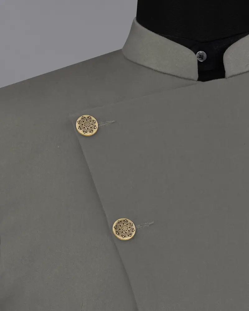 Ironside Gray Stretchable Cross Placket Bandhgala Premium Cotton Traveler Suit 4