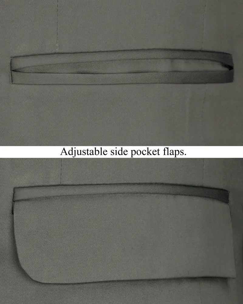Ironside Gray Stretchable Cross Placket Bandhgala Premium Cotton Traveler Suit 6