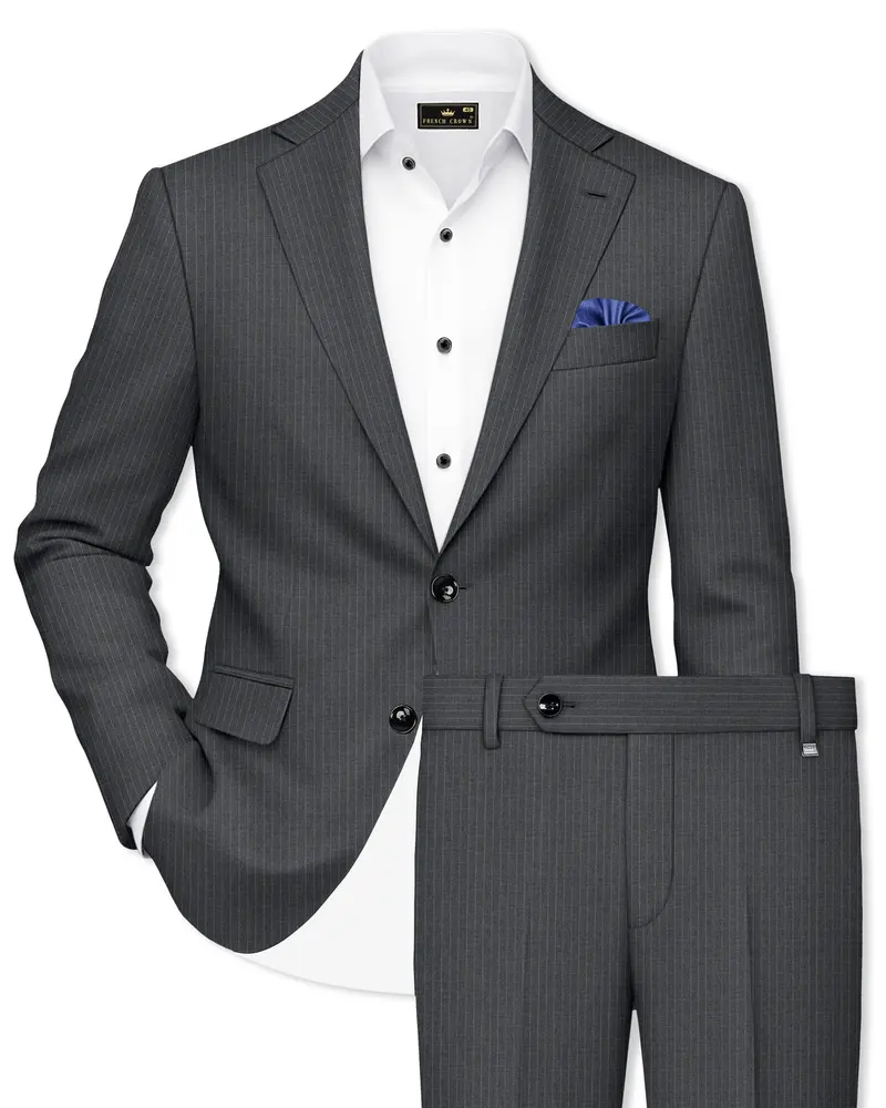 Ironside Gray Striped Single Breasted Suit 1