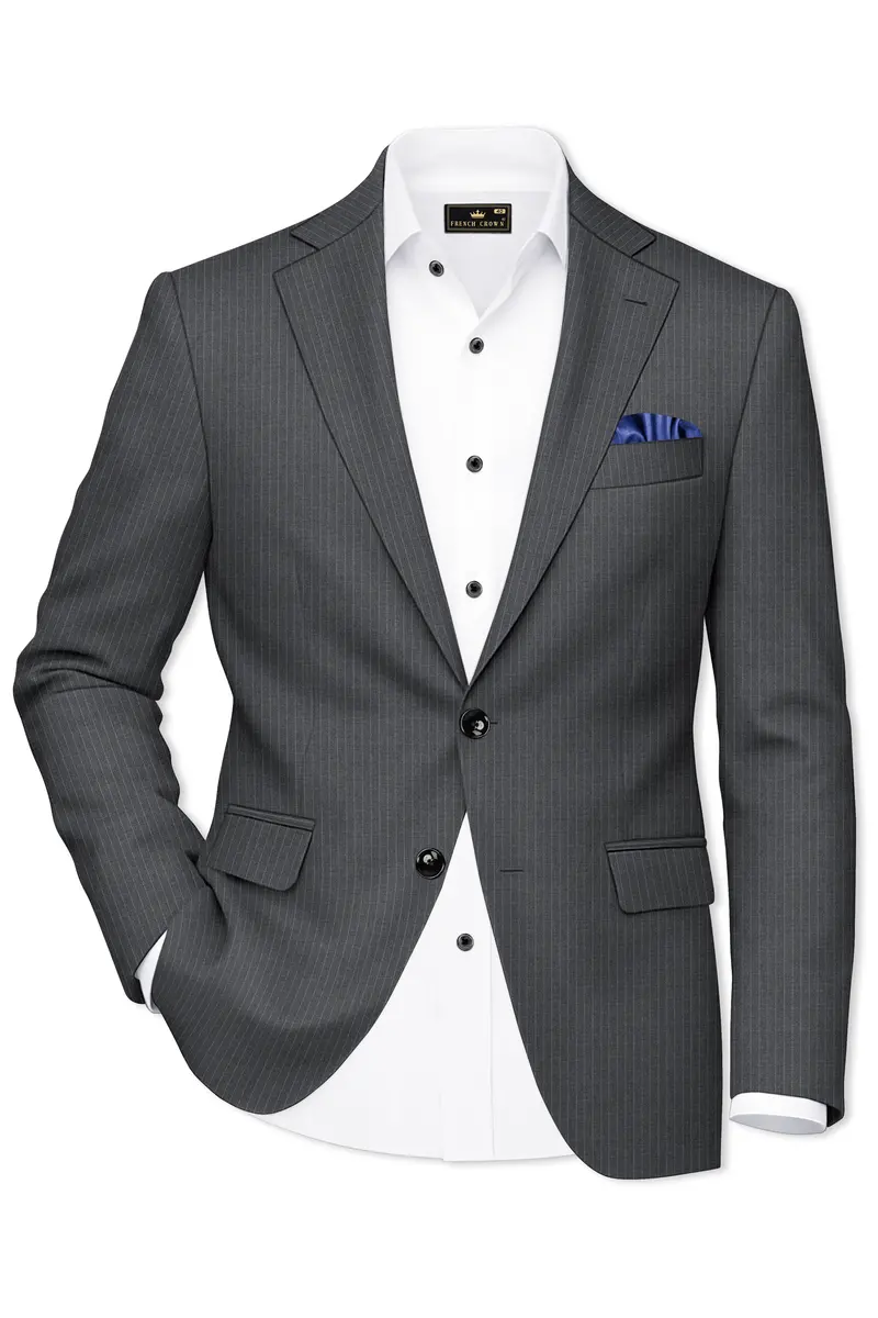 Ironside Gray Striped Single Breasted Suit 10
