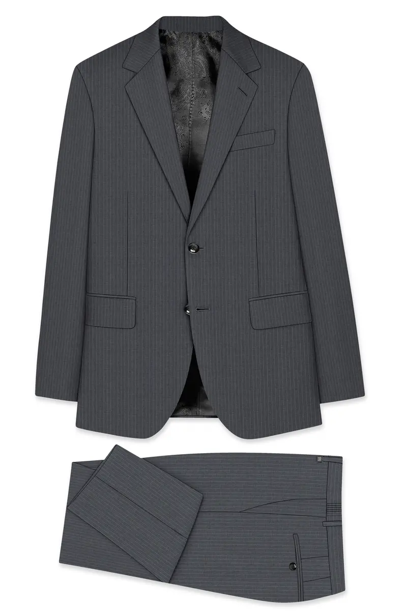 Ironside Gray Striped Single Breasted Suit 11