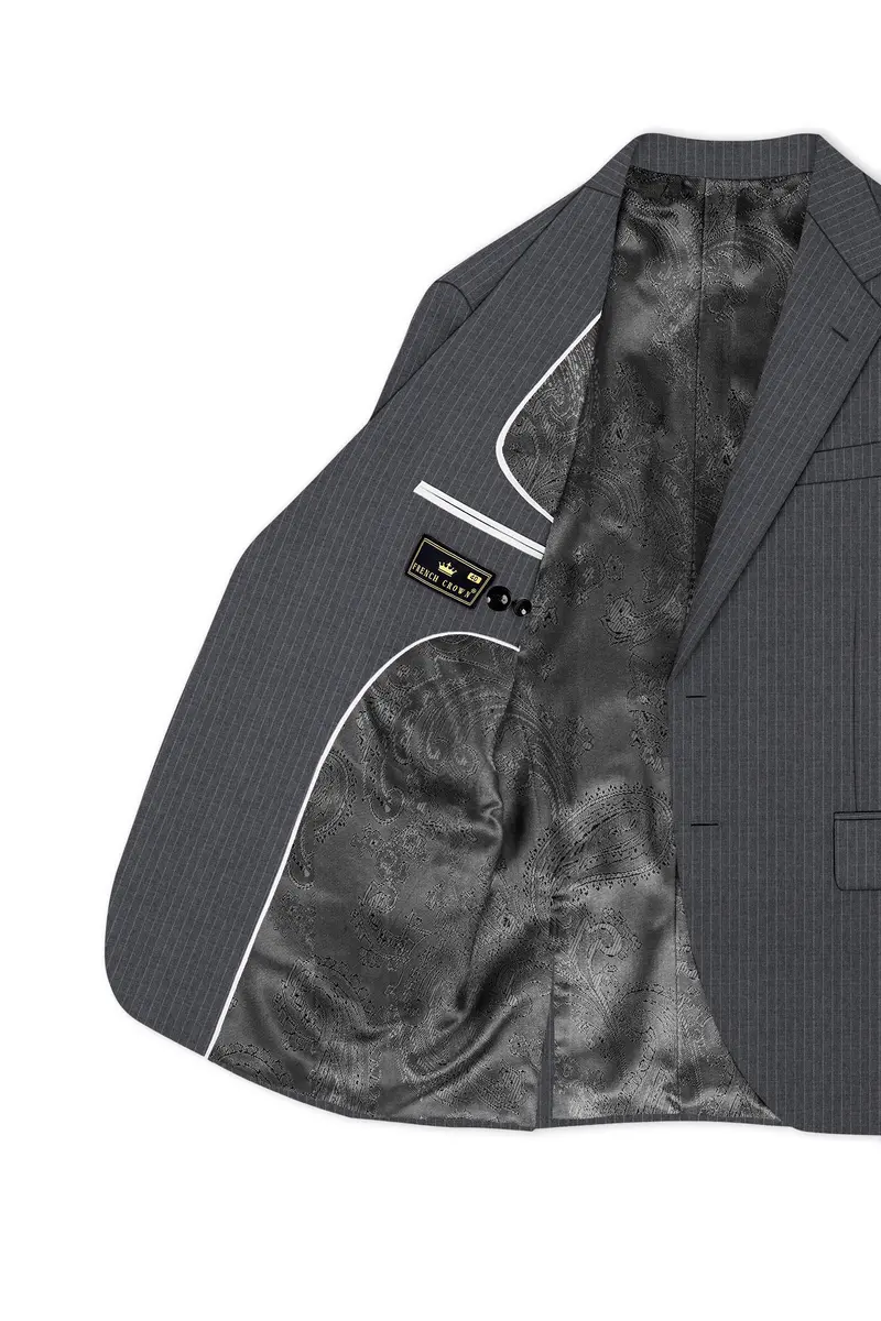 Ironside Gray Striped Single Breasted Suit 6