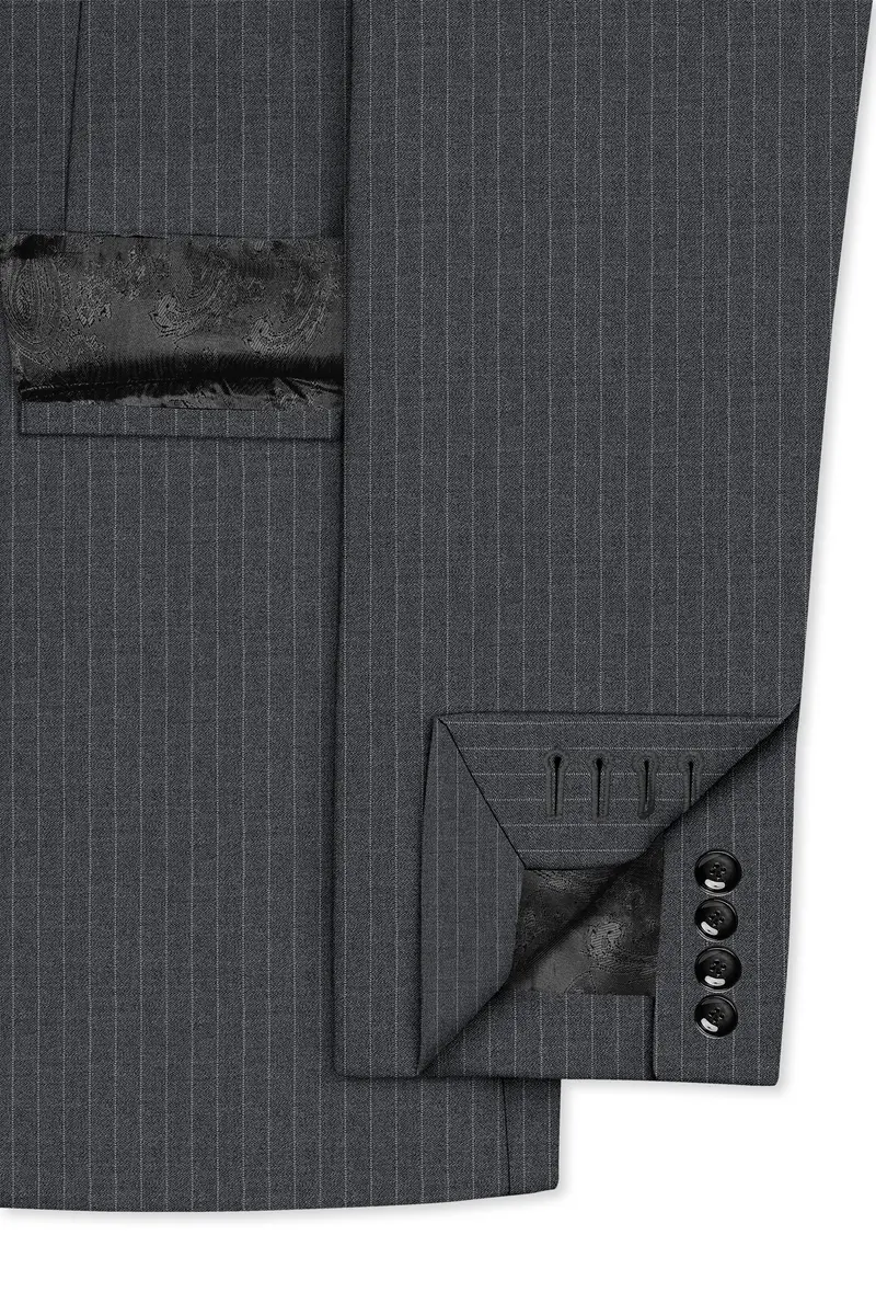 Ironside Gray Striped Single Breasted Suit 7